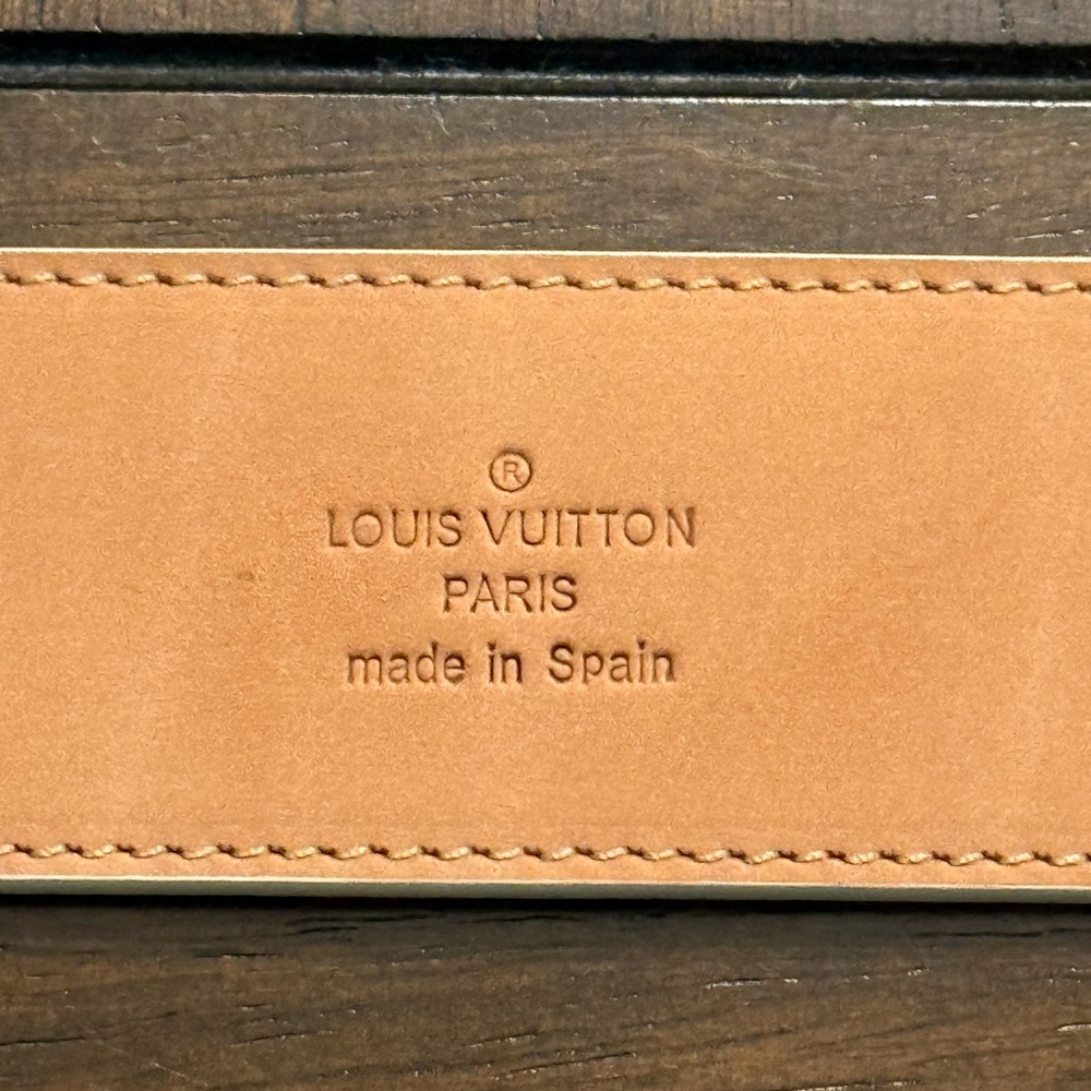 Louis Vuitton Gold and Cream Checkered Belt - Picture 4 of 5